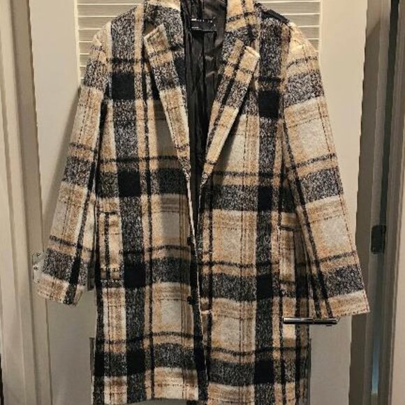 ASOS Design Men's Overcoat - soft plaid in brown, beige & black - Medium - Picture 5 of 5